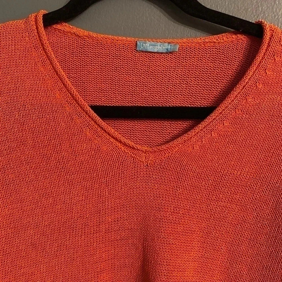 J. McLaughlin orange v neck sweater - cotton blend - light weight - medium - Picture 3 of 6